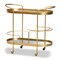 Baxton Studio Kamal Modern Glam Brushed Gold Finished Metal and Mirrored Glass 2-Tier Mobile Wine Bar Cart 181-11197-Zoro - alternate 1